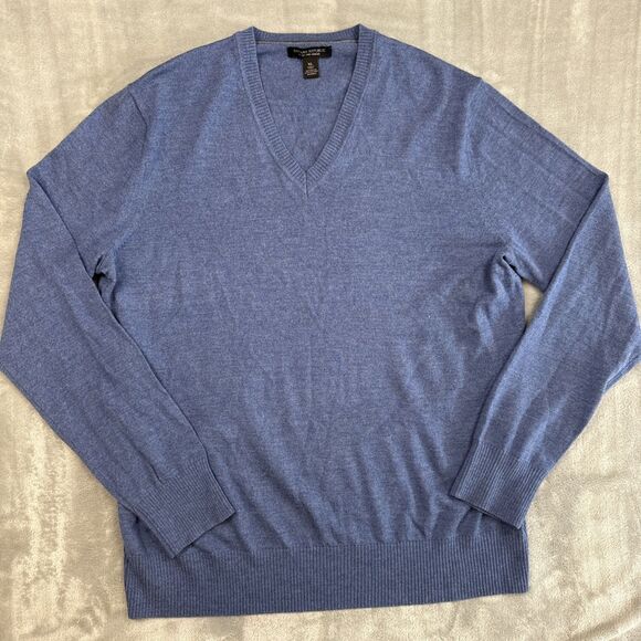 Banana Republic Sweater Men's XL Blue Extra Fine Italian Merino Long Sleeve - Picture 1 of 8